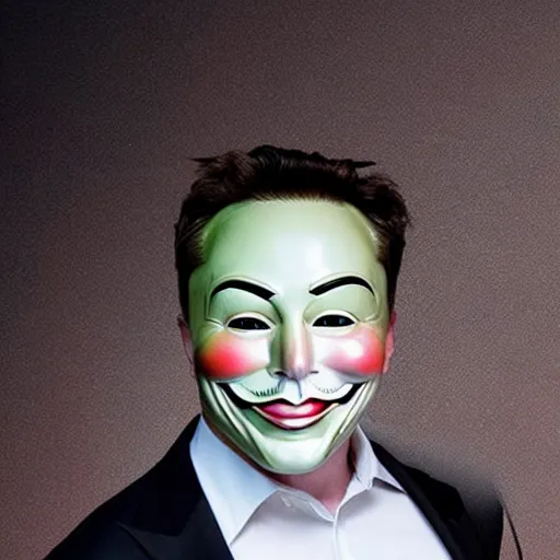 Image similar to anonymous mask, elon musk model