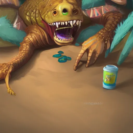 Image similar to raucous laughing crocodile bandit at a bar, overwatch, studio ghibli, ultra detailed, digital painting, trending on artstation, colorful, cinematic, concept art