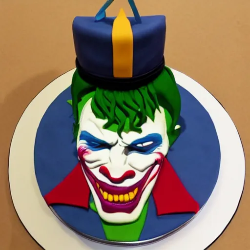 Image similar to a birthday cake in the shape of the joker