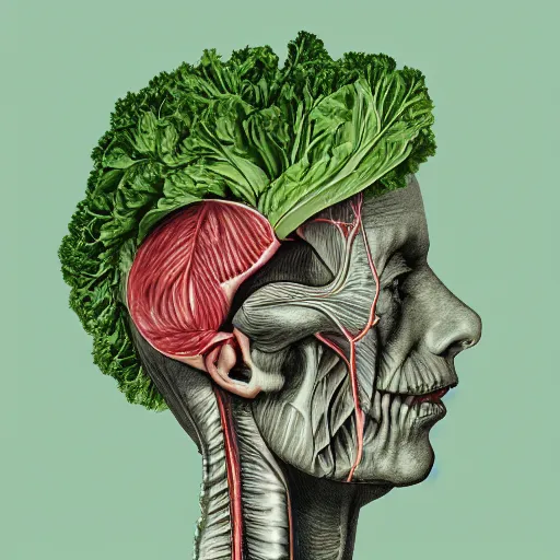 Image similar to the anatomy of a head of lettuce, an ultrafine detailed painting by james jean, hd 2 d, behance contest winner, vanitas, angular, altermodern