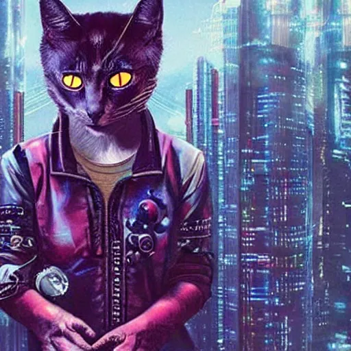 Image similar to cyberpunk cat