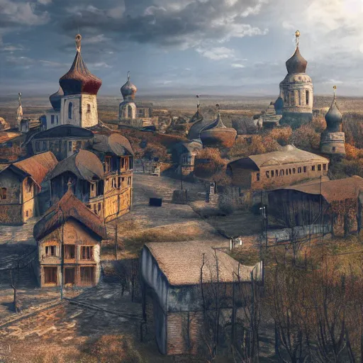 Prompt: photo ancient Russian city of Kitezh, concept art, fantasy cityscape, ancient Slavs, ancient Russian architecture, terem, top cinematic lighting , cinematic mood, very detailed, shot in canon, 8k, high resolution