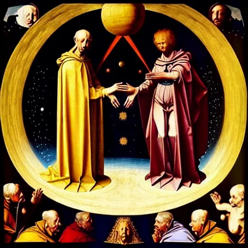Prompt: creation of the universe by Hubert van Eyck and Jan van Eyck