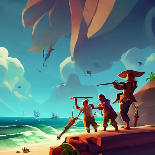 Image similar to painting treasure on sea of thieves game smooth median photoshop filter cutout vector, behance hd by jesper ejsing, by rhads, makoto shinkai and lois van baarle, ilya kuvshinov, rossdraws global illumination