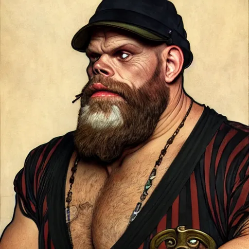 Image similar to full portrait of paul teutul as colonel wednesday bologna, fantasy, d & d, intricate, detailed, by by alphonse mucha, adolfo hohenstein, alice russell glenny, stanley artgerm lau, greg rutkowski, detailed, trending on artstation, trending on artstation, smooth