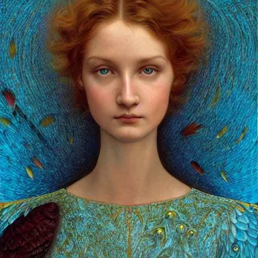 Prompt: a bird in blue, art by james c. christensen