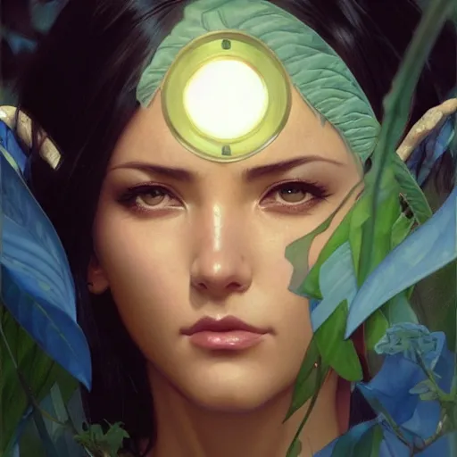 Prompt: highly detailed vfx portrait of nico robin, greg rutkowski, makoto shinkai, tom bagshaw, alphonse mucha, sharp focus, art by artgerm and greg rutkowski, backlit, harsh overhead sunlight, blue eyes,