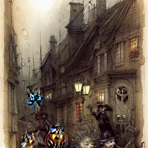 Prompt: ( ( ( ( ( halloween streets at night. muted colors. ) ) ) ) ) by jean - baptiste monge!!!!!!!!!!!!!!!!!!!!!!!!!!!