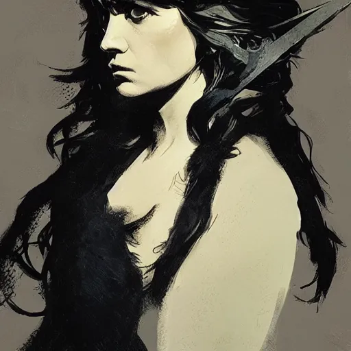 Prompt: jennifer connolly as john snow, intricate, elegant, highly detailed, greg manchess, mucha, liepke, ruan jia, jeffrey catherine jones, ridley scott