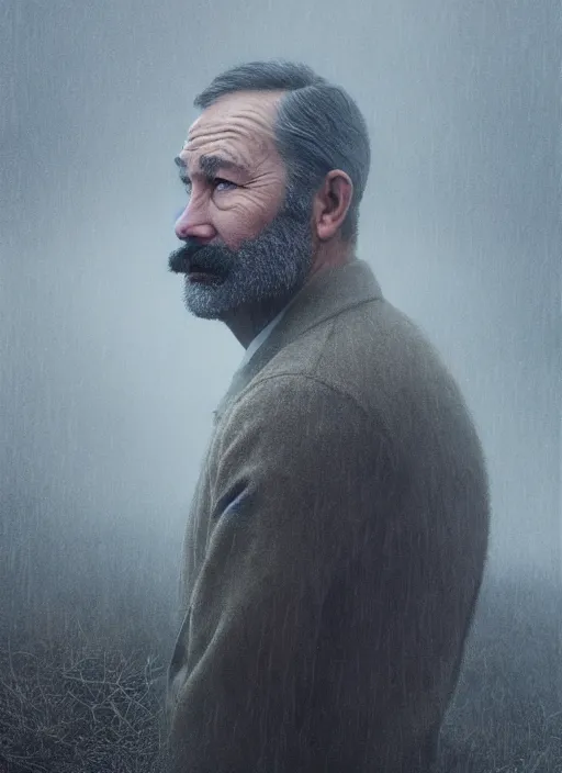 Prompt: ernst hemingway in real life, face centered portrait of ernst hemingway, confident, fog, rain, volumetric lighting, beautiful, golden hour, sharp focus, ultra detailed, cgsociety by leesha hannigan, ross tran, thierry doizon, kai carpenter, ignacio fernandez rios, noir art house, 4 k, 3 5 mm, fujifilm