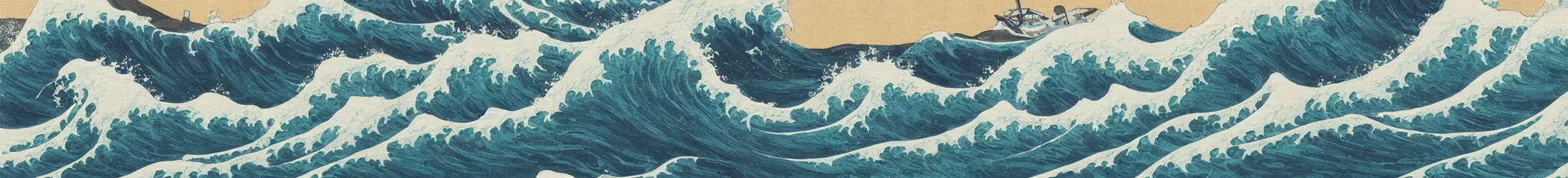 Prompt: japanese painting of waves crashing