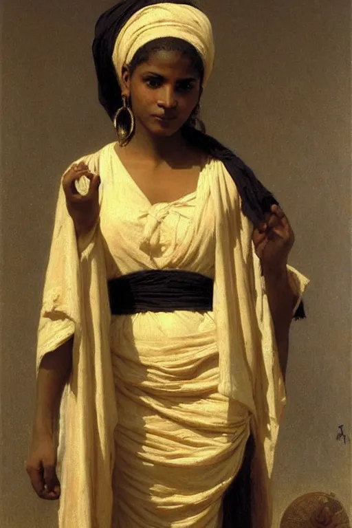 Image similar to black woman in an egyptian costume, painting by william adolphe bouguereau