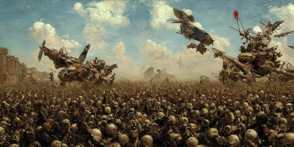 Image similar to The Apotheosis of War, painting by Vasily Vereshchagin, hypermaximalistic, high details, cinematic, 8k resolution, beautiful detailed, insanely intricate details, artstation trending, octane render, unreal engine