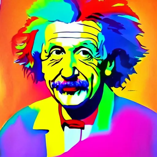 Prompt: rainbow einstein. pop art