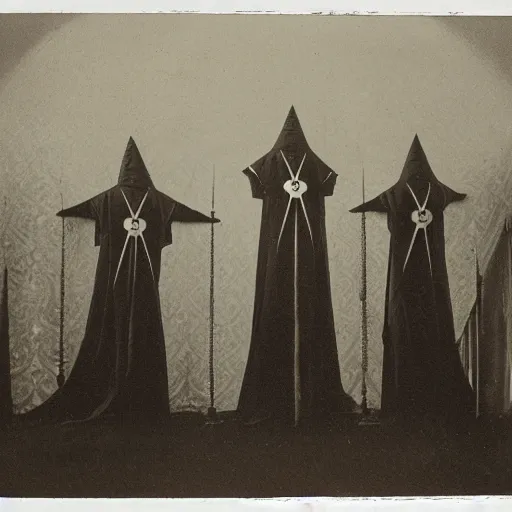 Prompt: hermetic order of the golden dawn, vintage photo, victoriana, bw, creepy, atmospheric,