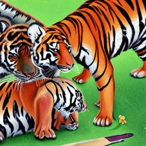 Prompt: a bunny killing a tiger, disney anination