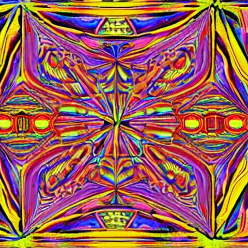 Image similar to psychedelic 3d dmt realm covered in egyptian patterns