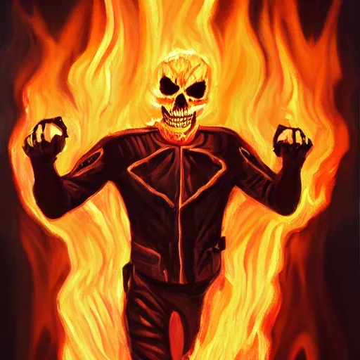 Prompt: Ghost Rider oil painting, 8K, study light