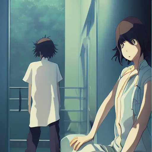 Prompt: poly styrene light novel illustration by makoto shinkai, clean lines, detailed