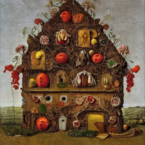 Prompt: a house by arcimboldo, giuseppe