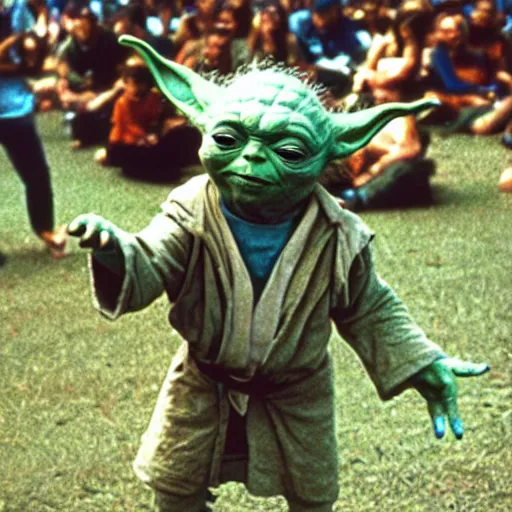 Image similar to yoda performing at woodstock