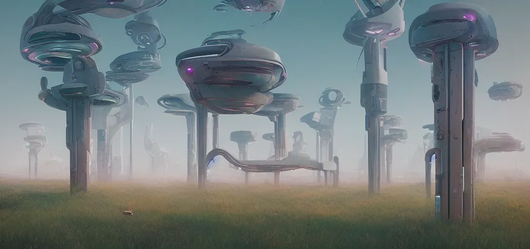 Image similar to futuristic abandoned park, sci - fi, digital art by beeple and simon stalenhag