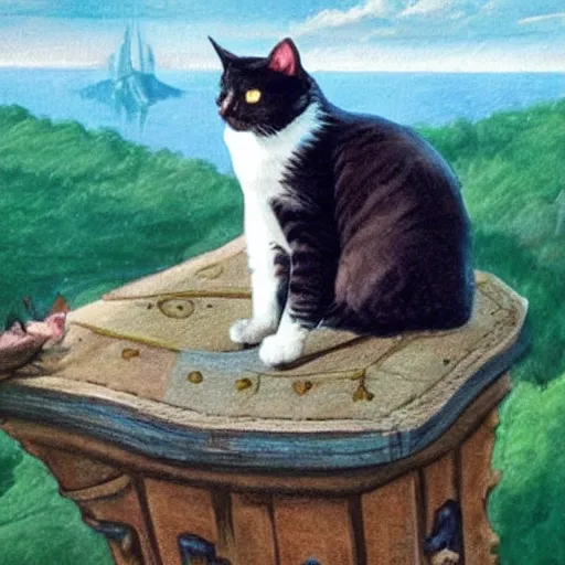 Image similar to a cat as a king of the world