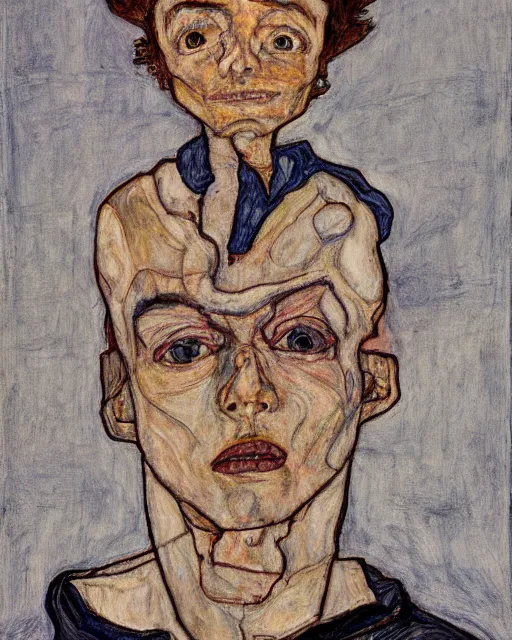 Image similar to portrait of morty by egon schiele in the style of greg rutkowski