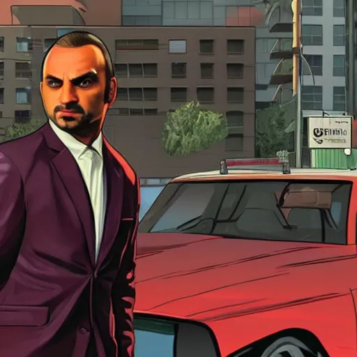 Image similar to Michael Mando aka Nacho Varga from Better Call Saul as a GTA character portrait, Grand Theft Auto, GTA cover art