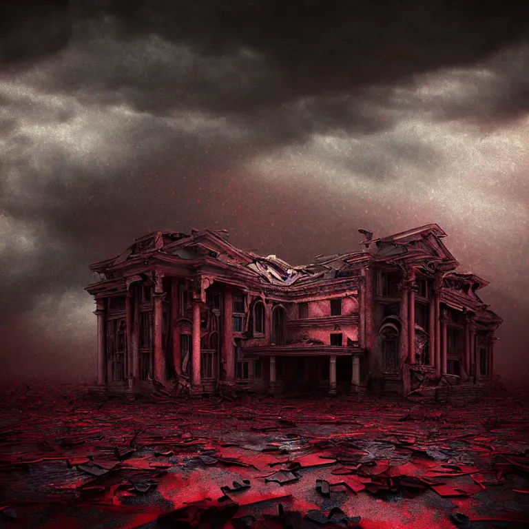 Prompt: surreal abandoned ribbed broken dripping pc monitor, dark clouds, dark red tint, surreal abandoned buildings, dream-like heavy atmosphere, baroque painting, beautiful detailed intricate insanely detailed octane render trending on Artstation, 8K artistic photography, photorealistic, dramatic volumetric cinematic perfect light, chiaroscuro, award-winning photograph, masterpiece, Raphael, Caravaggio, Beksinski, Giger