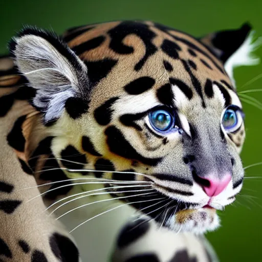 Prompt: a clouded leopard wearing a flat cap, national geographic, highly detailed