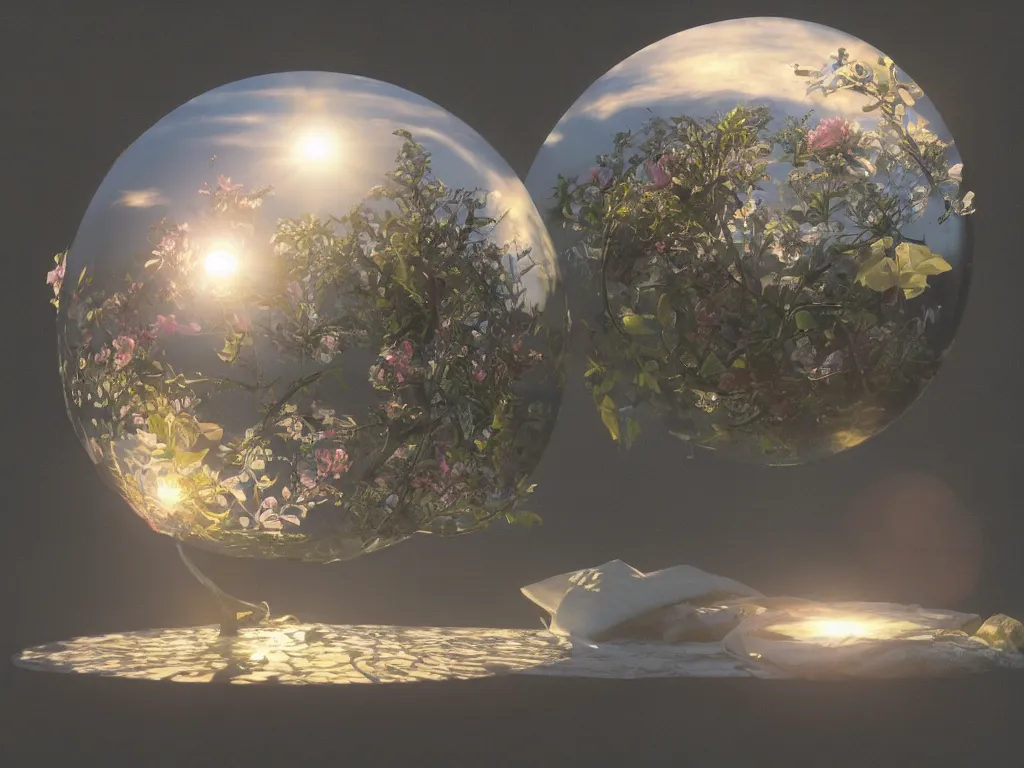 Image similar to 3 d render, sunlight study, the universe is a spheroid region 7 0 5 meters in diameter, art nouveau, by rachel ruysch and ( ( ( ( ( lisa frank ) ) ) ) ), 8 k, sharp focus, octane render