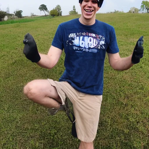 Prompt: a photo of jerma985 with an extreme smile
