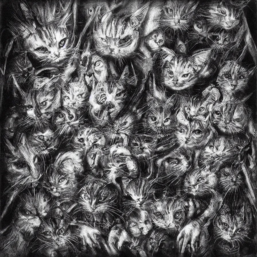 Image similar to “hr giger cats”