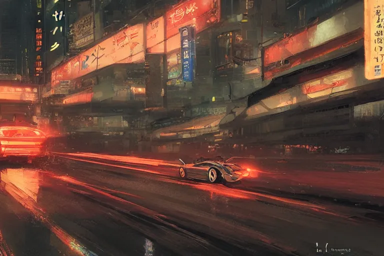 Image similar to akira autozam az - 1 speeding through tokyo at night by greg rutkowski makoto shinkai takashi takeuchi studio ghibli, akihiko yoshida