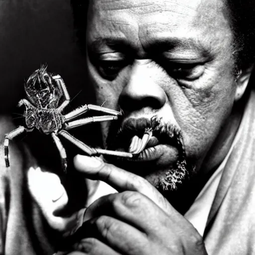 Image similar to charles mingus smoking a spider, professional photograph, 4 k