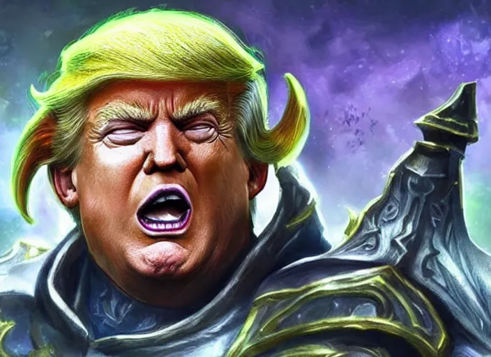 Image similar to donald trump as sargeras in world of warcraft