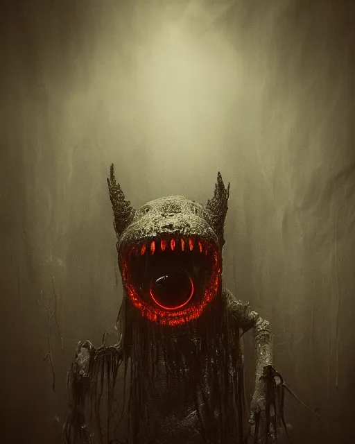 Prompt: long tongue monster, endless eyes, glowing eyes, too many eyes, midnight fog - mist!, cinematic lighting, various refining methods, micro macro autofocus, ultra definition, award winning photo, photograph by ghostwave - gammell - giger - shadowlord