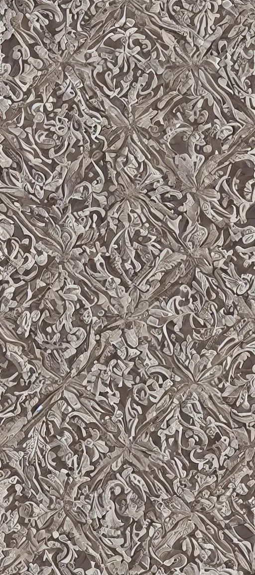 Image similar to Intricate and Detailed seamless pattern of a greek carved Marble Inlay detail from Athens , Pietra Dura, white marble inlay, Greco-roman style marble inlay, Greek Floor Mosaic, Carved Marble in 3D, ethnic greek patterns arranged in a damask pattern, white background, intricate:: Italian ethnic motifs and hyper-realistic, carved marble, Bryce 3D :: seamless pattern:: white purple blue green teal and pink colors :: 3D:: watermark::-0.3 blurry::-0.3 cropped::-0.3 insanely detailed and intricate, hypermaximalist, elegant, ornate, hyper realistic, super detailed, Vray render , Artstation, Photorealistic