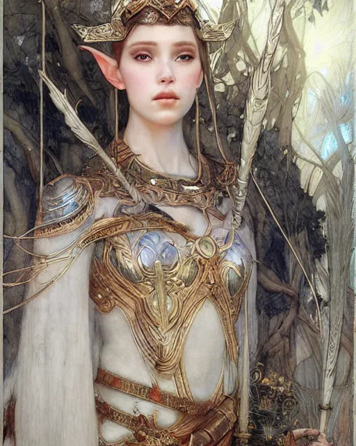 Image similar to a beautiful elf queen by Edgar Maxence and Ross Tran and Michael Whelan Jules Bastien-Lepage