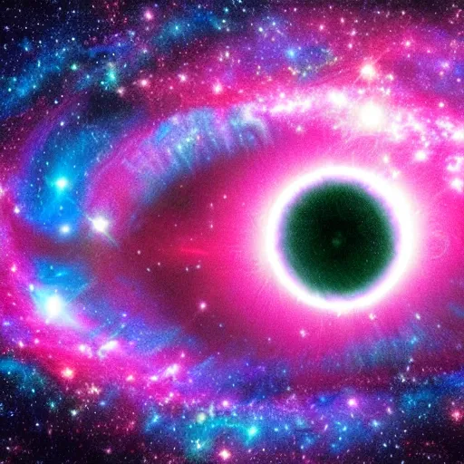 Image similar to universe in an eye, stars planet, vapor wave