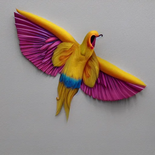 Prompt: A flying banana with wings, 3D Art