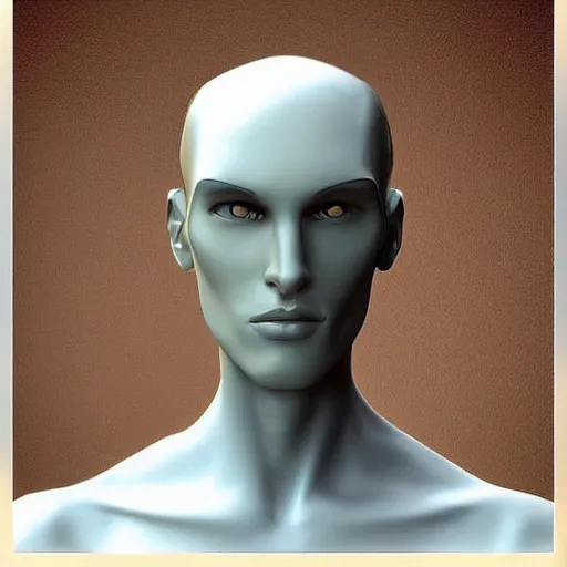 Image similar to “a realistic detailed photo of a guy who is an attractive humanoid who is half robot and half humanoid, who is a male android, Grant Knoche, shiny skin, posing like a statue, blank stare”