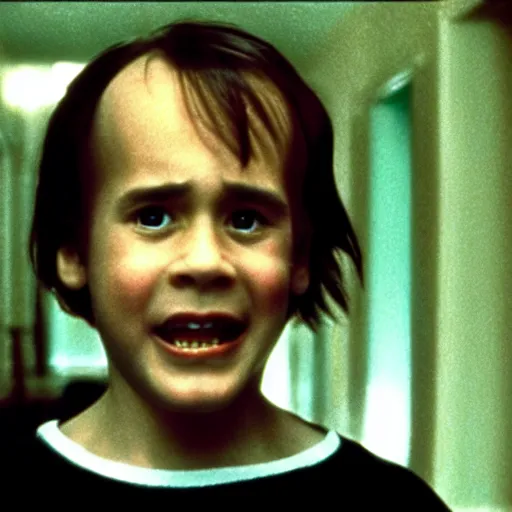 Image similar to film still of the shining with nicolas cage as danny torrance