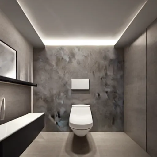 Image similar to modern house, minimalist style mcgee and co, interior design, toilet mounted on ceiling