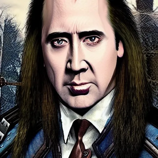 Image similar to nicholas cage as the witcher