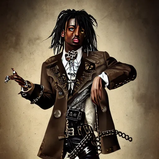 Image similar to playboi carti in steampunk style digital art 4 k the detailed super realistic