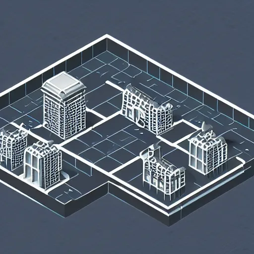 Image similar to isometric model of a futuristic city