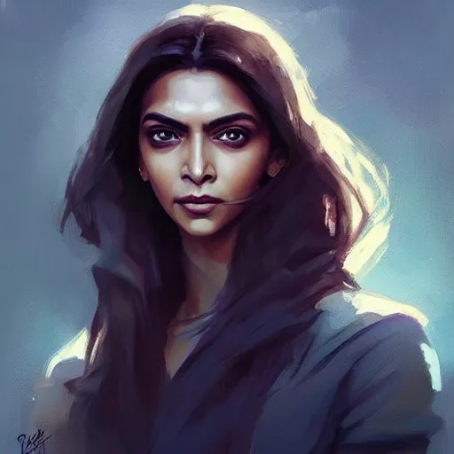 Image similar to “ portrait of deepika padukone by greg rutkowski, young, attractive, highly detailed portrait, scifi, digital painting, artstation, concept art, smooth, sharp foccus ilustration, artstation hq ”