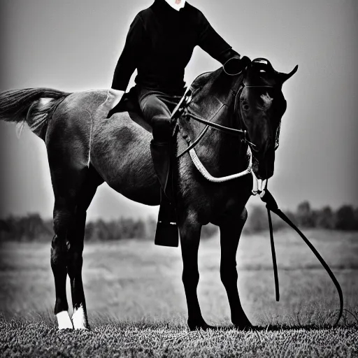 Image similar to portrait of nosferatu riding a horse, sport photography, 5 0 mm lens